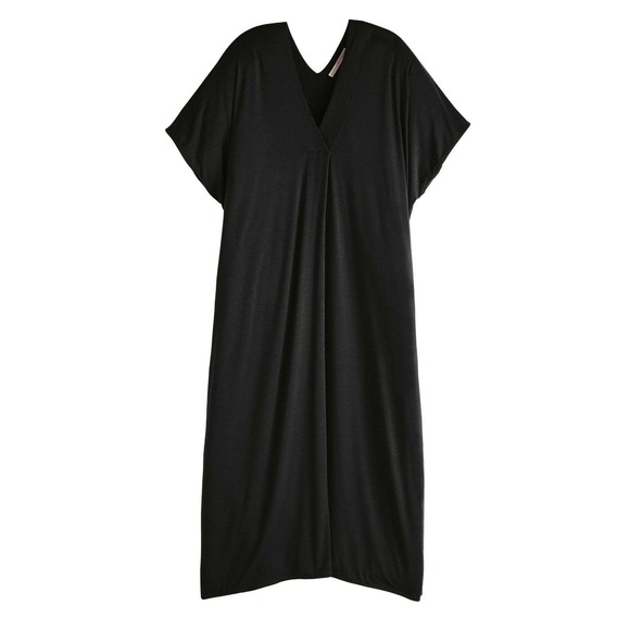 Peruvian Connection Black Contemporary Caftan Maxi Dress XS/S Casual Pockets - Picture 1 of 8